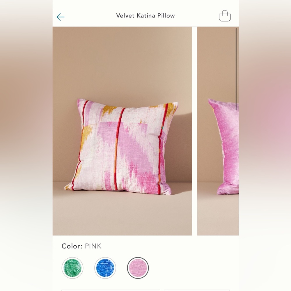Anthropologie Velvet Katina Pillow 18x18 New With Tags